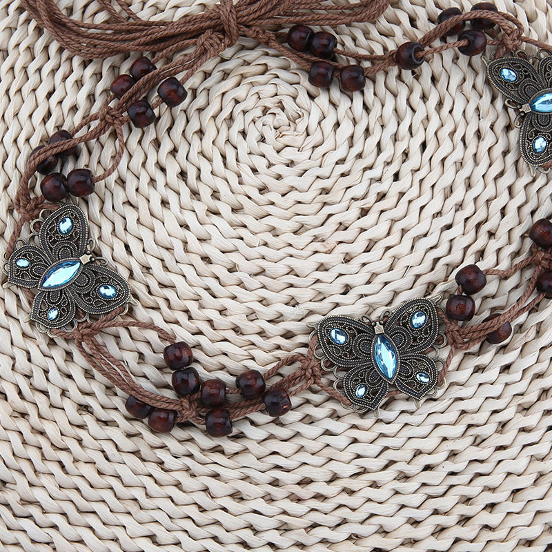 Ceinture tissée à la main de style ethnique rétro pour femme