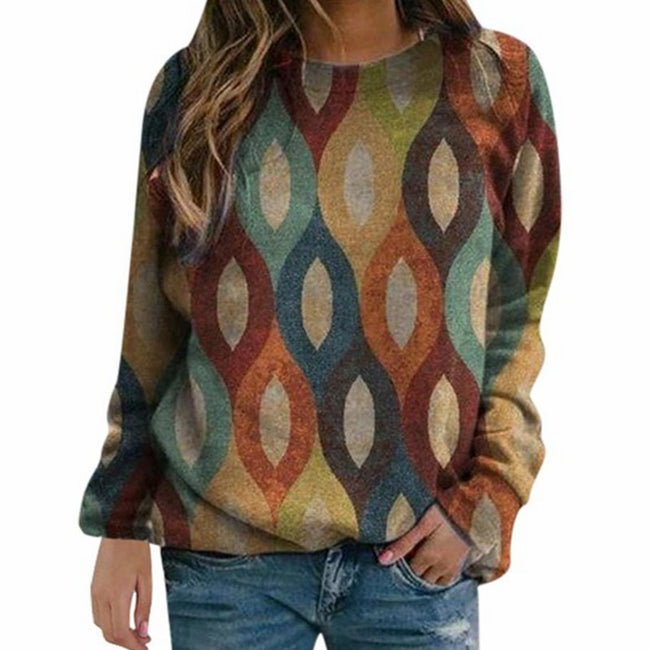 New Ladies Pattern Pattern Printing Sweater Urban Casual Sweater Women Hover Image