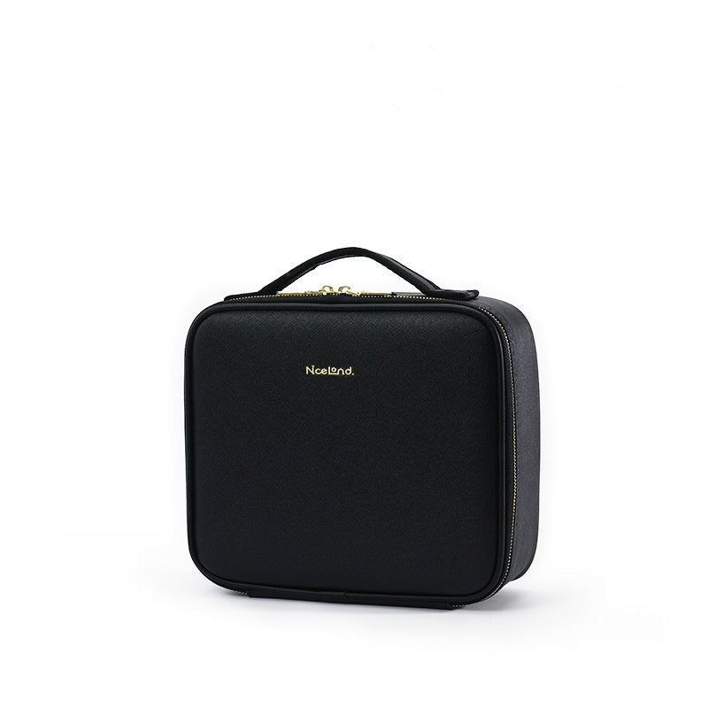 Trousse de Toilette en Cuir Grande Capacité Portable Trousse de Maquillage pour Maquilleur