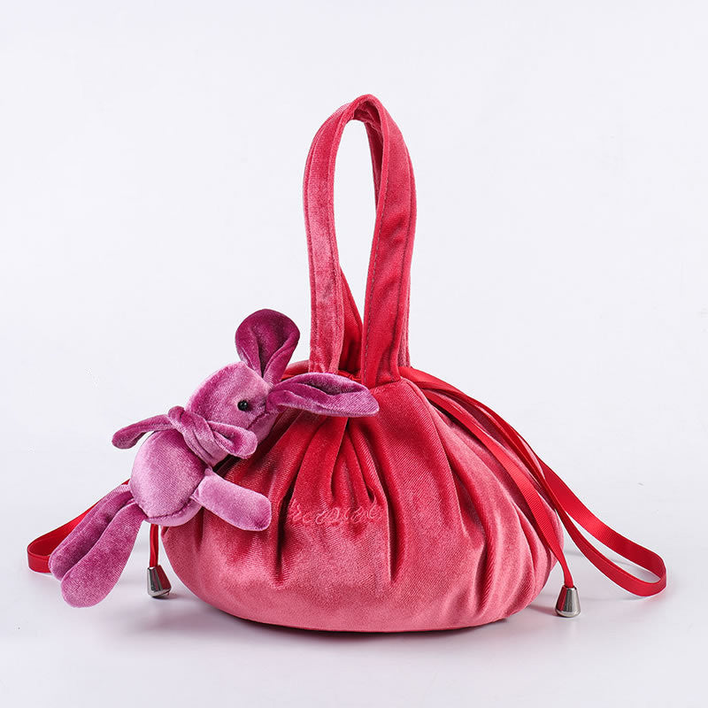 Nouveaux sacs cosmétiques en velours avec oreilles de lapin de dessin animé, trousse de maquillage, sacs cadeaux auto-adhésifs pour Pâques joyeuses pour filles
