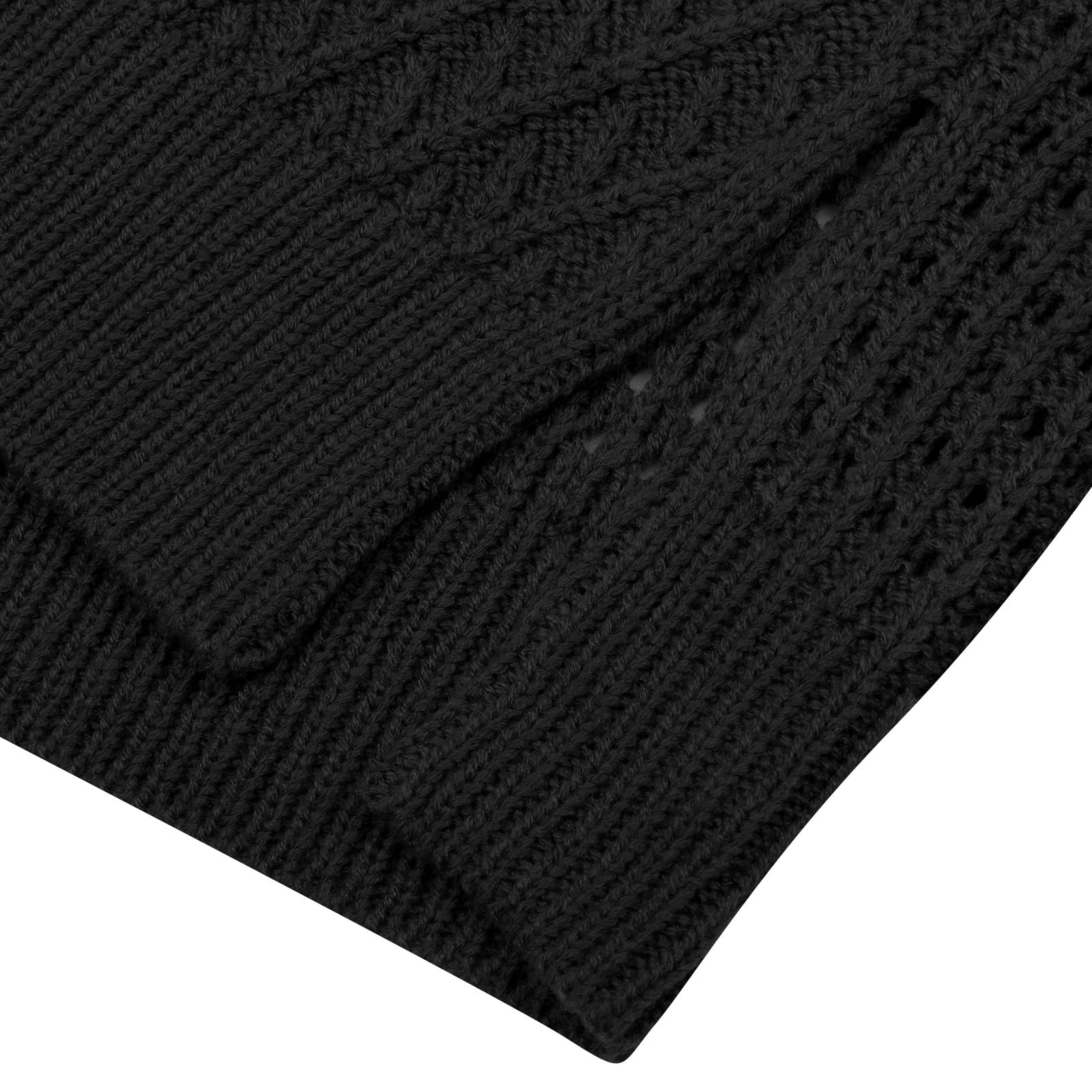 Pull ras du cou à manches longues ajouré en tricot pour femme, coupe ample, hiver