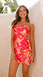Robe dos nu imprimée fleuri pour femme, bustier