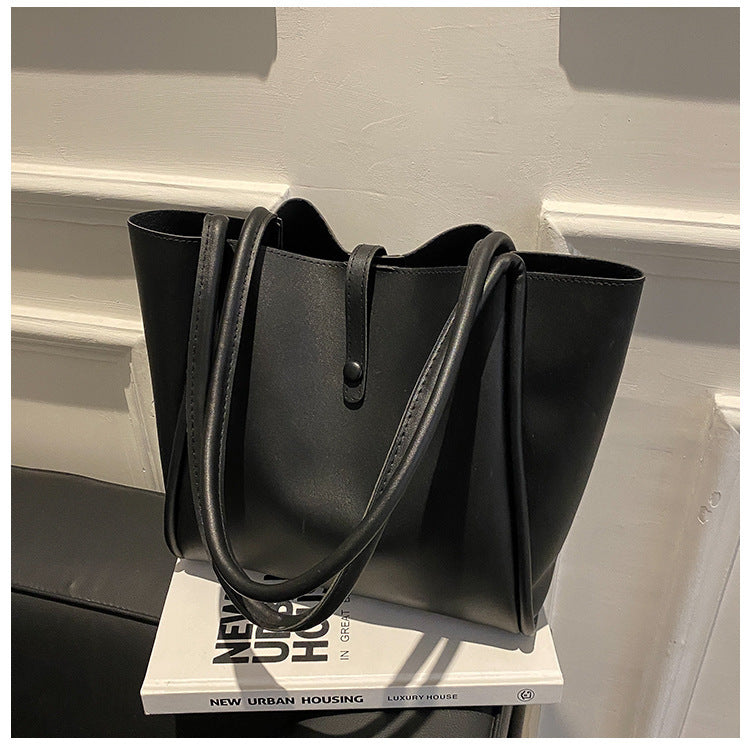 Sacs fourre-tout décontractés de grande capacité pour femmes, sac à bandoulière de shopping de couleur unie avec portefeuille, sac à main pour dames