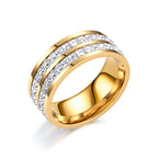 Bague en acier inoxydable avec strass tendance pour femme