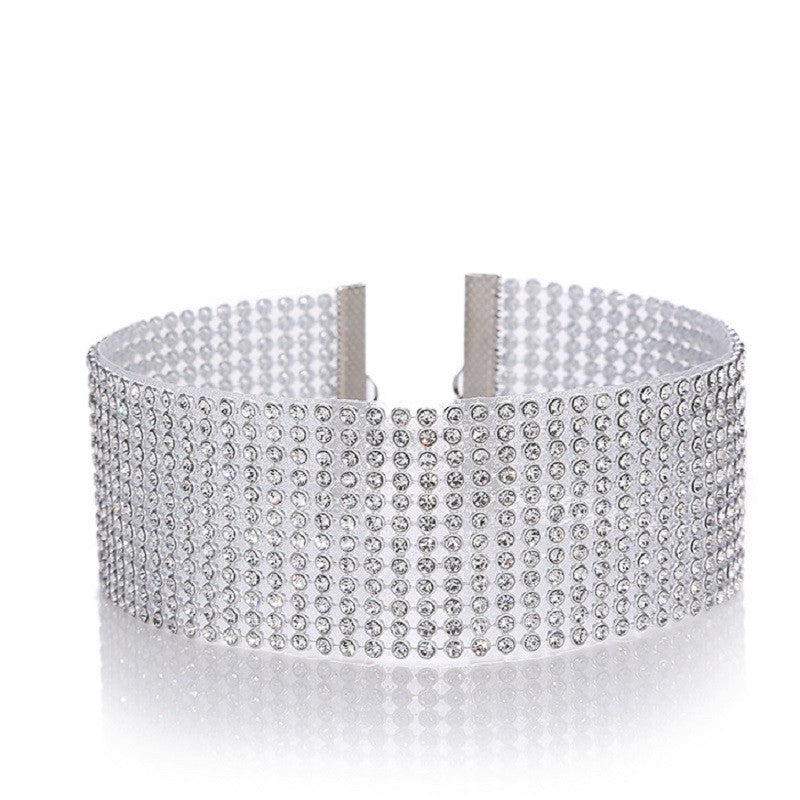 Collier ras du cou entièrement en cristal strass pour femmes, bijoux de mariage, ras de cou pour femmes