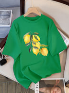 T-shirts à motif citron créatifs Femme décontracté doux hauts mode