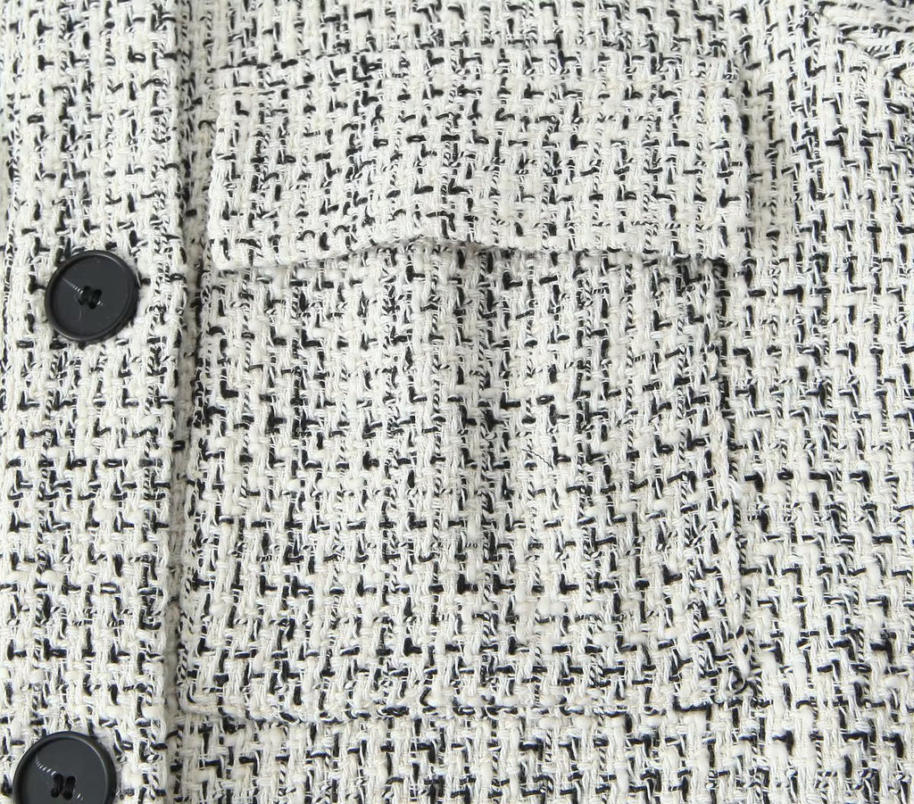 Blazer texturé en tweed pour femme avec poches plaquées