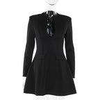 Robe élégante et sexy moulante à col en V et manches longues