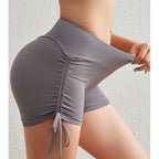 Shorts de yoga d'été pour femmes avec cordon de serrage taille haute