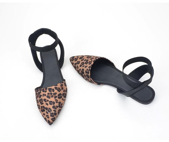 Sandales plates à imprimé léopard pour l'été, chaussures de nouvelle maman, escarpins à petit talon et bout fermé pour femme Main Image