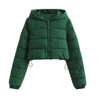 Doudoune courte en coton multicolore avec capuche pour femme