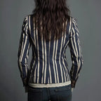 Blazer Bohème Rayé et Color-Block pour Femme