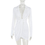 Robe femme sexy à col en V et manches longues.