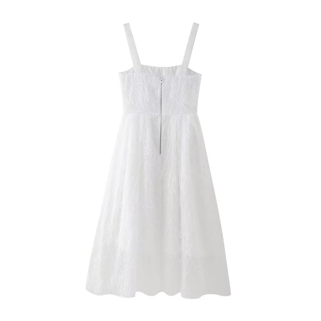 Robe sans manches à pompons pour femme