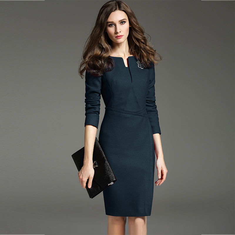 Robe Rouge Mi-Manches Femme Tempérament Formel Élégante et Intellectuelle