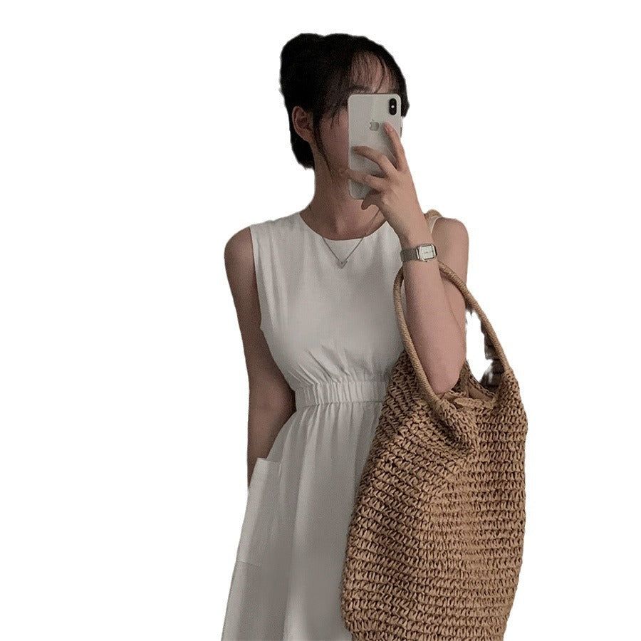 Robe sans manches à poches pour femme