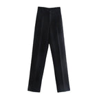 Pantalon décontracté taille haute droit amincissant pour femme