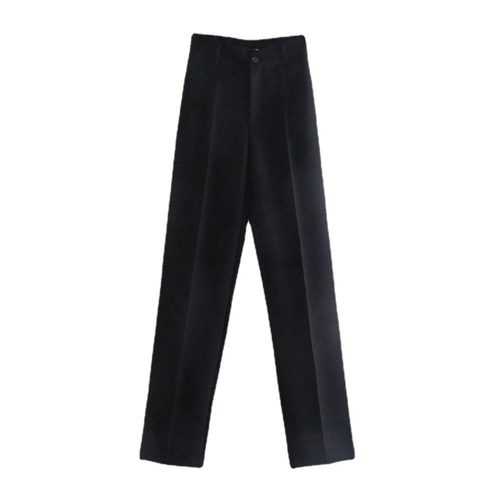 Pantalon décontracté taille haute droit amincissant pour femme