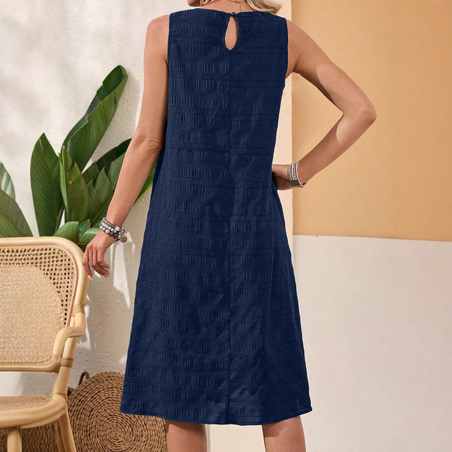 Robe sans manches col rond polyvalente et tendance pour femme Main Image