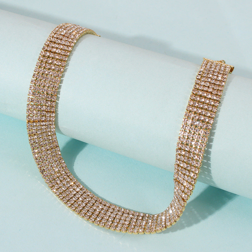 Collier Collier Fille Tendance Collier En Strass Complet Collier En Alliage