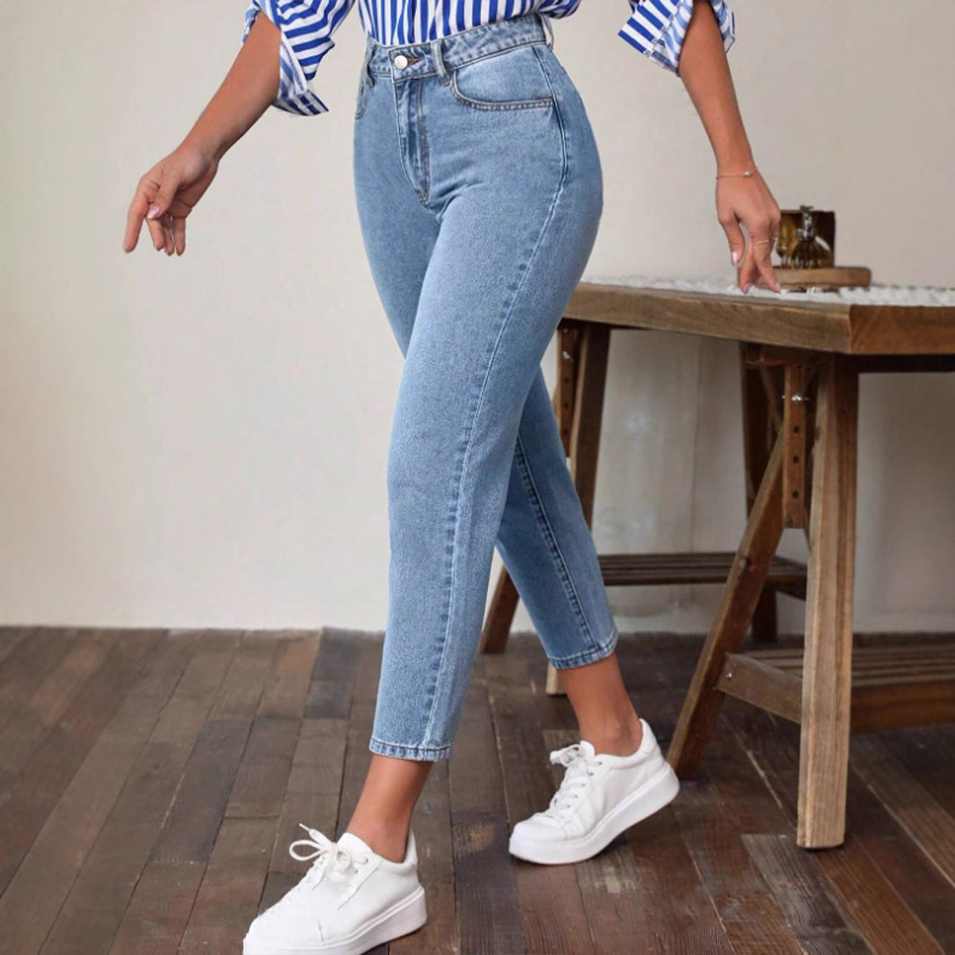 Jean skinny stretch rétro taille haute pour femme