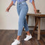 Jean skinny stretch rétro taille haute pour femme