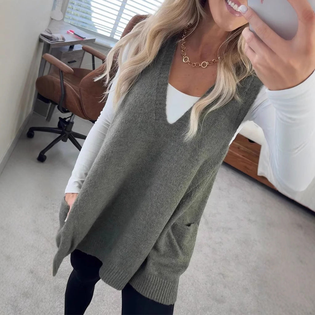 Gilet décontracté en tricot ample pour femme