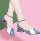 Sandales à talons épais pour femme, à boucle, grande taille