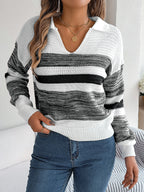 Pull en tricot rayé à la mode pour femme