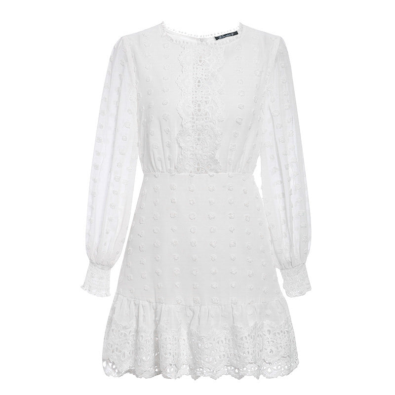 Robe en mousseline ajourée pour femme, robe de soirée, robe élégante