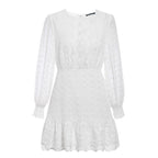 Robe en mousseline ajourée pour femme, robe de soirée, robe élégante