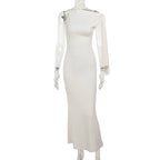 Robe longue à ruban asymétrique Ins, robe sans manches moulante pour soirée et club pour femmes