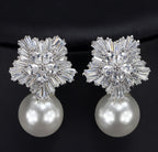Boucles d'oreilles pendantes avec perles et oxyde de zirconium en forme de feux d'artifice de luxe pour femme, cadeau d'anniversaire