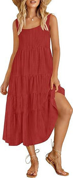 Robe sans manches dos nu ample pour femme