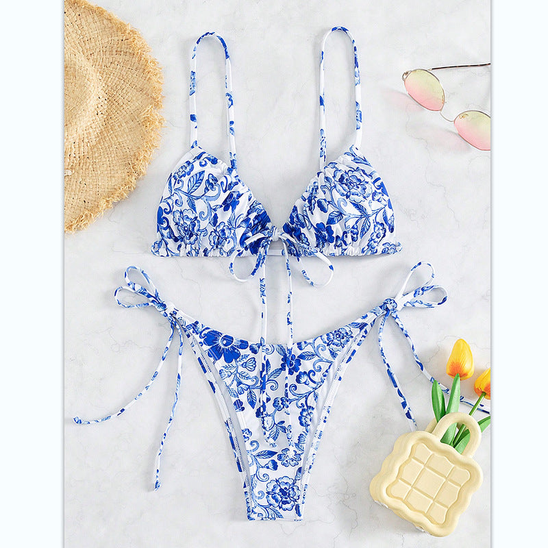 Maillot de bain bikini fleuri imprimé vintage pour femme