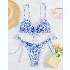 Maillot de bain bikini fleuri imprimé vintage pour femme