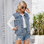 Haut gilet en jean pour femme