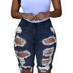 Short en jean taille haute déchiré pour femmes