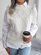 Gilet pull en maille diamant à volants pour femme