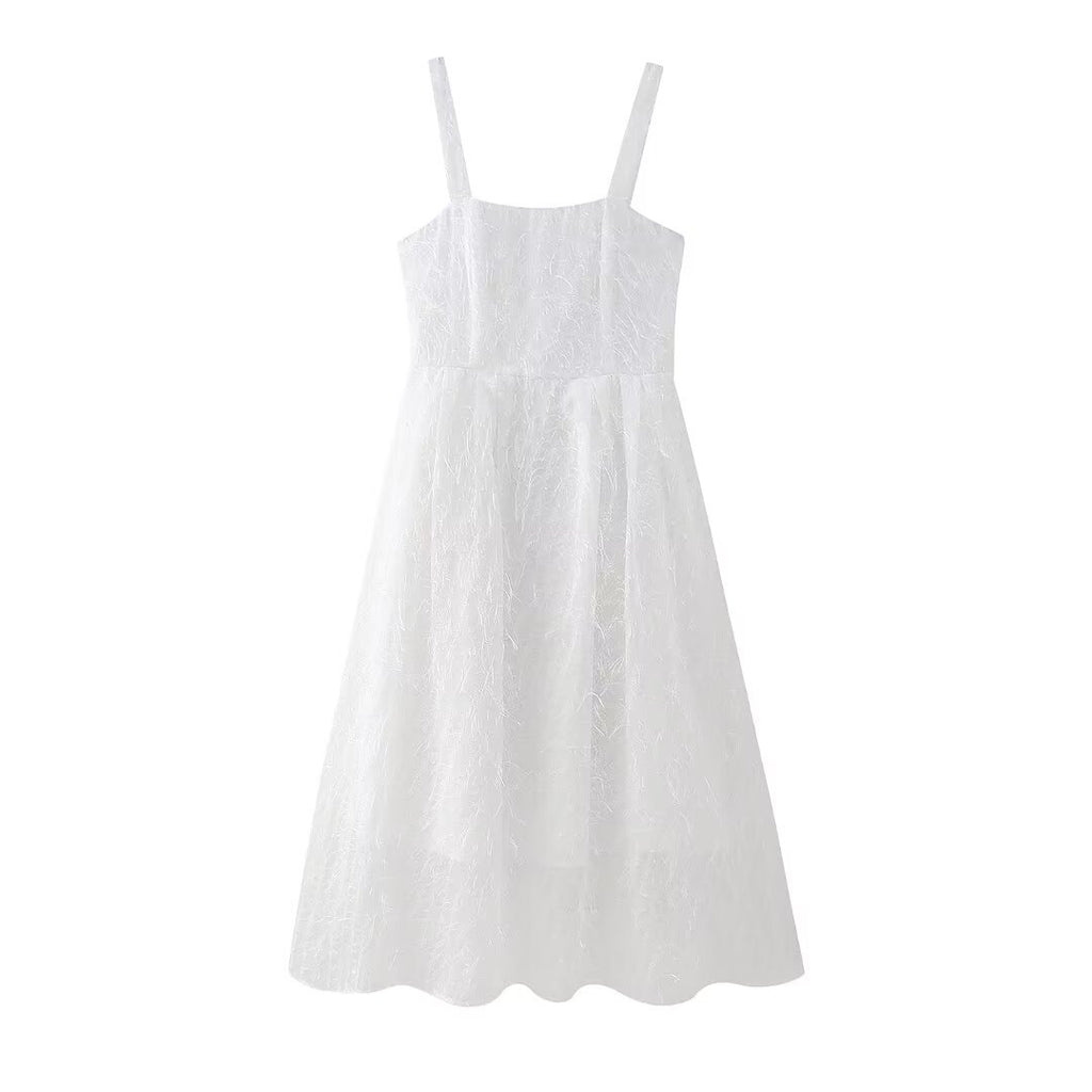 Robe sans manches à pompons pour femme