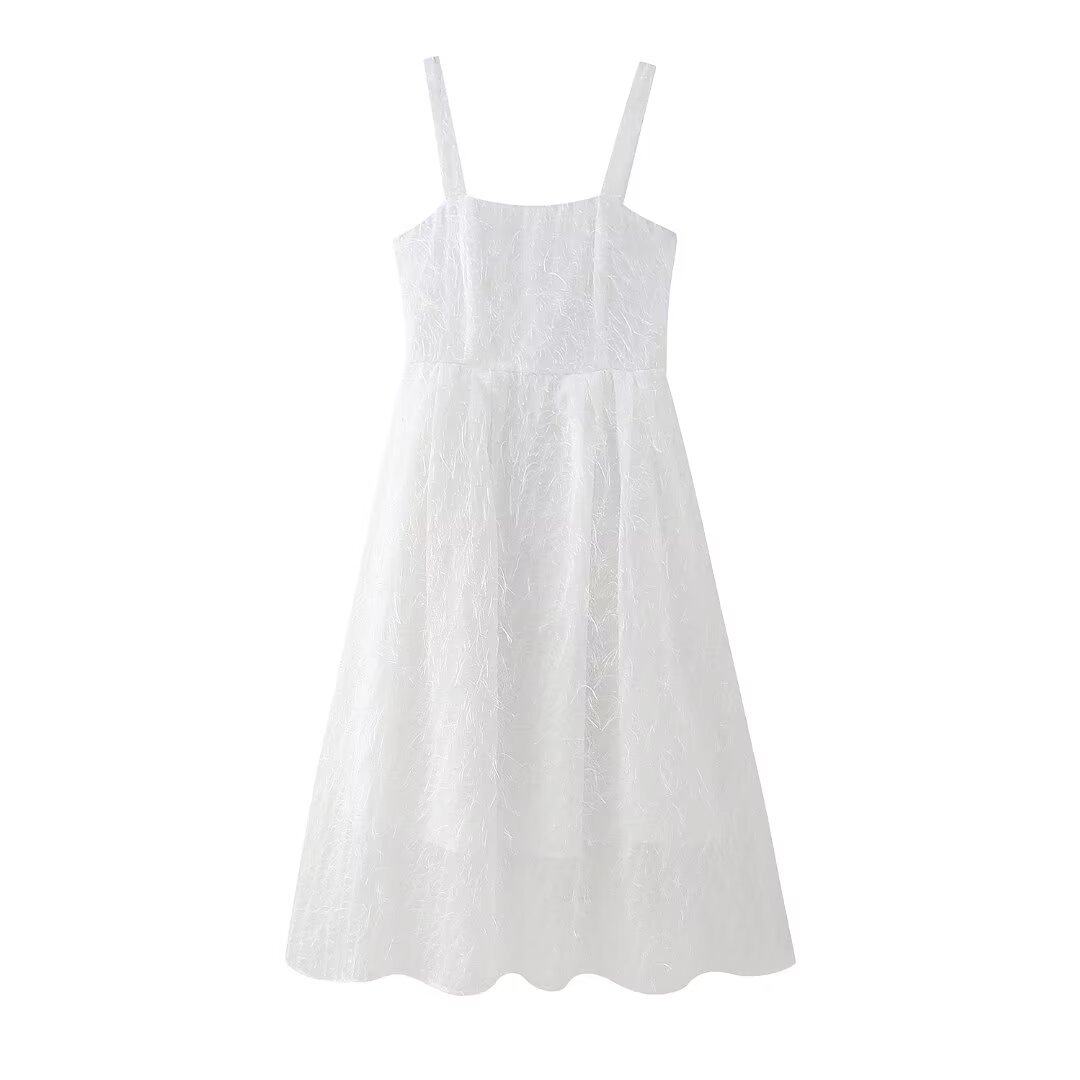 Robe sans manches à pompons pour femme