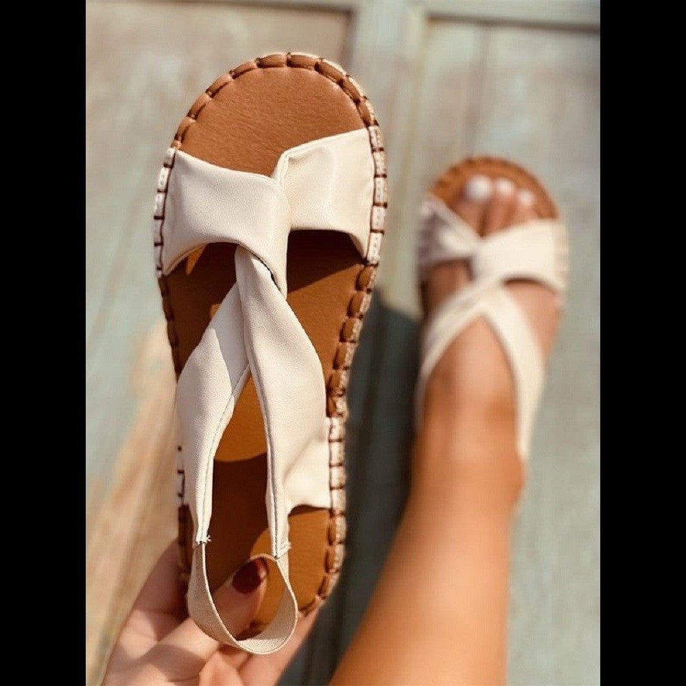 Sandales décontractées à imprimé léopard Sandales plates croisées pour femme