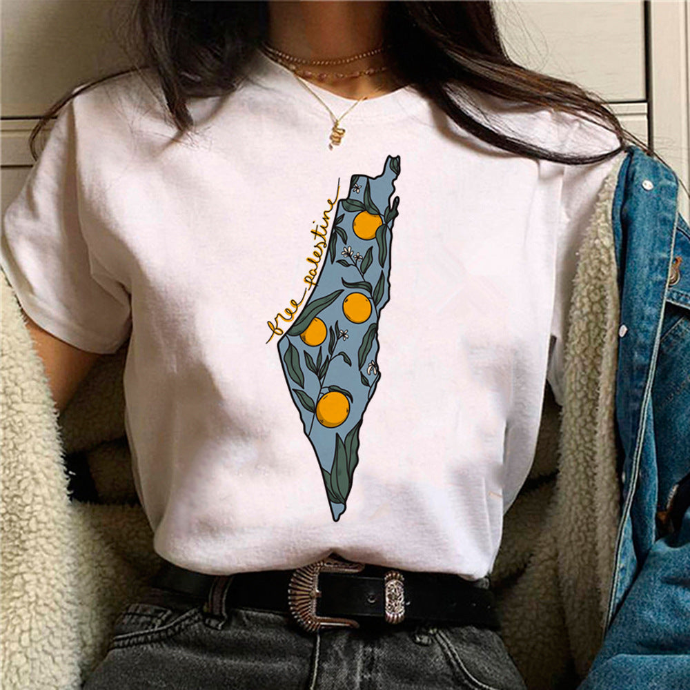 Palestine T-shirts Femme Bande dessinée Japonaise T-shirt Femme Drôle