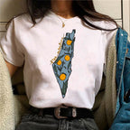 Palestine T-shirts Femme Bande dessinée Japonaise T-shirt Femme Drôle