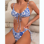 Maillot de bain bikini fleuri imprimé vintage pour femme