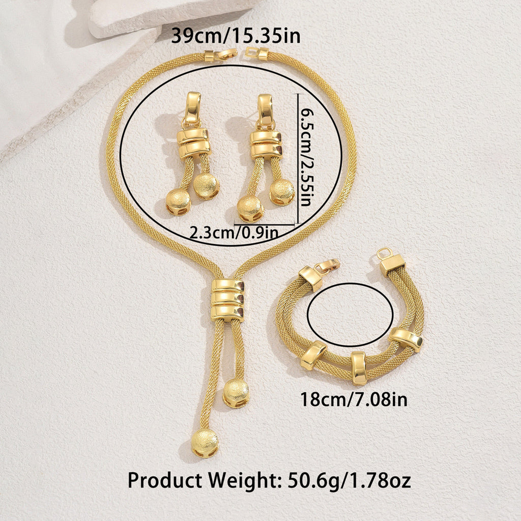 Parure de bijoux pour femme Collier long et bracelet géométrique plaqués or 18 carats