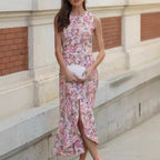 Robe élégante sans manches imprimée mode pour femmes