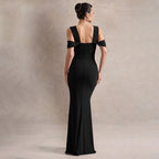 Robe sexy fendue à bretelles pour femme