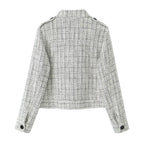 Blazer texturé en tweed pour femme avec poches plaquées