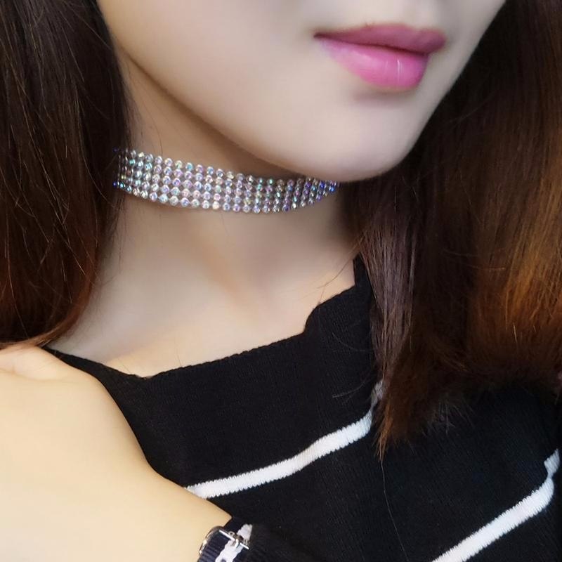 Collier ras du cou entièrement en cristal strass pour femmes, bijoux de mariage, ras de cou pour femmes